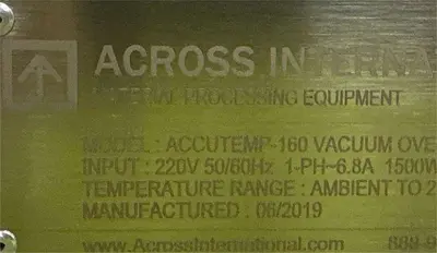 Across International 16 Cu Ft Vacuum Oven with Agilent Dry Scroll Pump