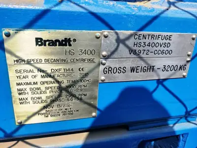 (2) NOV/Brandt HS-3400 VSD decanter centrifuge skids, 316SS.
