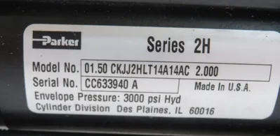 NEW PARKER 01.50 CKJJ2HLT14A14AC 2.00 CYLINDER SER. 2H 0150CKJJ2HLT14A14AC200