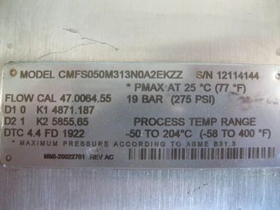 USED Micro Motion CMFS050 M313N0A2EKZZ