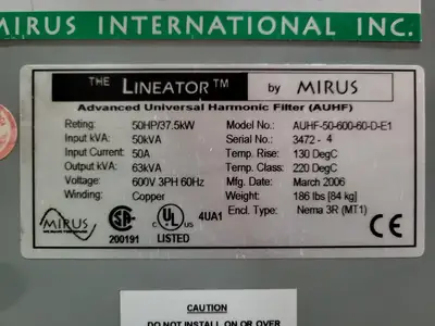 USED MIRUS AUHF-50-600-60-D-E1