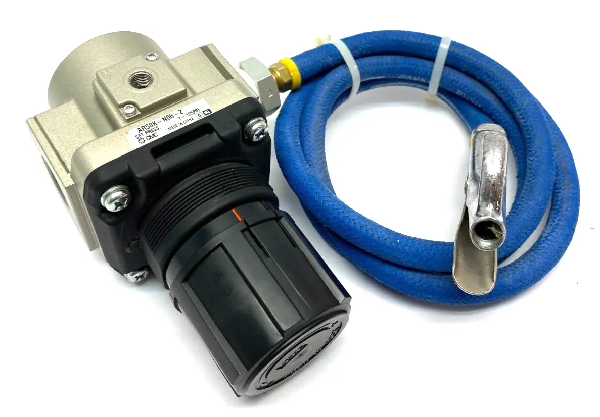 AR50K-N06-Z | SMC  Regulator 7-125psi w/ Coilhose 54" Safety Blow Gun - Used