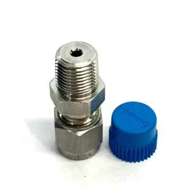 USED SWAGELOK STAINLESS STEEL TUBE FITTING, 4MM TUBE OD, 1/8" NPT MALE