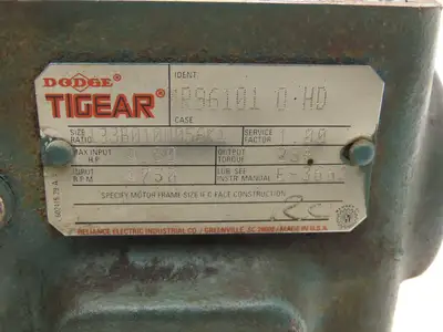 Dodge Tigear Q133B010M056K1 Worm Gearbox 10:1 Reducer .8Hp 175rpm 56C LH