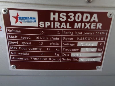 Used 2013 UNKNOWN HS30DA Dough Mixers California US | BakeryEquipment.com #1555101