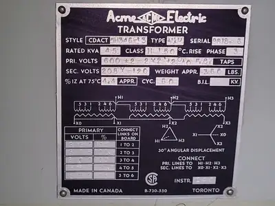 USED ACME ELECTRIC 5H345-13
