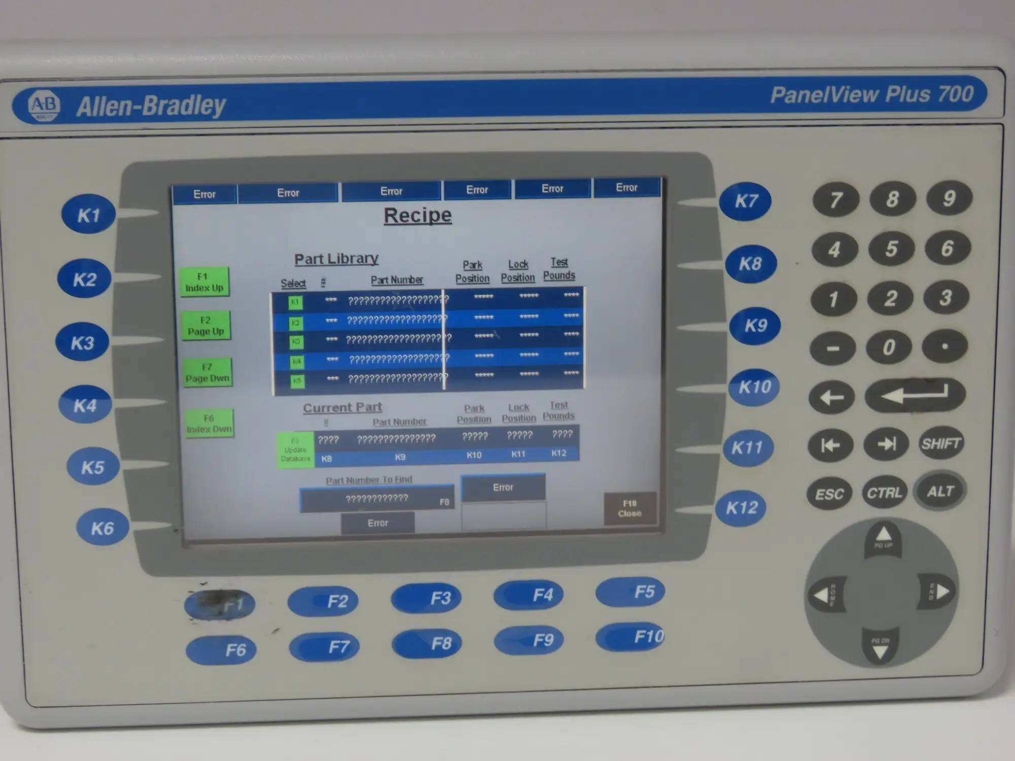 Allen Bradley 2711P-B7C4D8 PanelView Plus 700 Graphic Terminal Touch Screen 24V