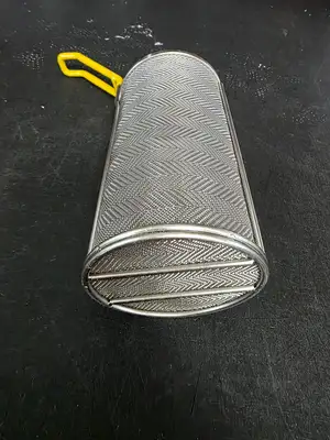 Used Winco Used Winco MPF-59, 5" x 9" Super Fine Stainless Steel Mesh Tall Pasta Basket - FG9 Food, Restaurant, & Bakery Parts & Accessories Illinois US | Falcon Restaurant Supply #1373579