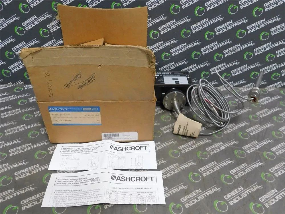 Ashcroft T462T10030 XBX Temperature Switch 15A 125/250VAC 75-250F Proof 400F New