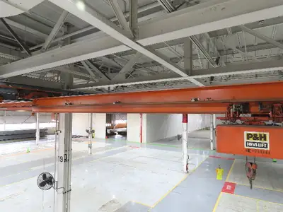 Cleveland Tramrail P&H 2 Ton Single Girder Underhung Bridge Crane 45' 10" Span