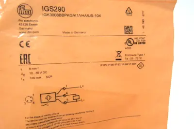 NEW IFM EFECTOR IGK3008BBPKG/K1/V4A/US-104 SENSOR IGS290