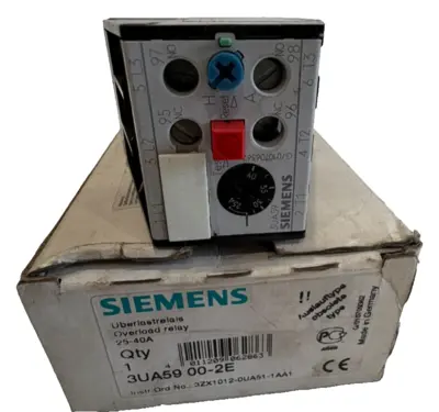 NEW SIEMENS 3UA59 00-2E OVERLOAD RELAY 25-40AMP 3UA59002E