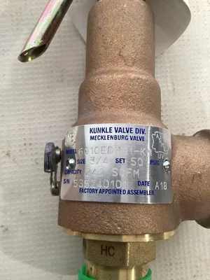 Kunkle Safety Relief Valve; 6010EDM01-KM 3/4″ X 1″-NIB