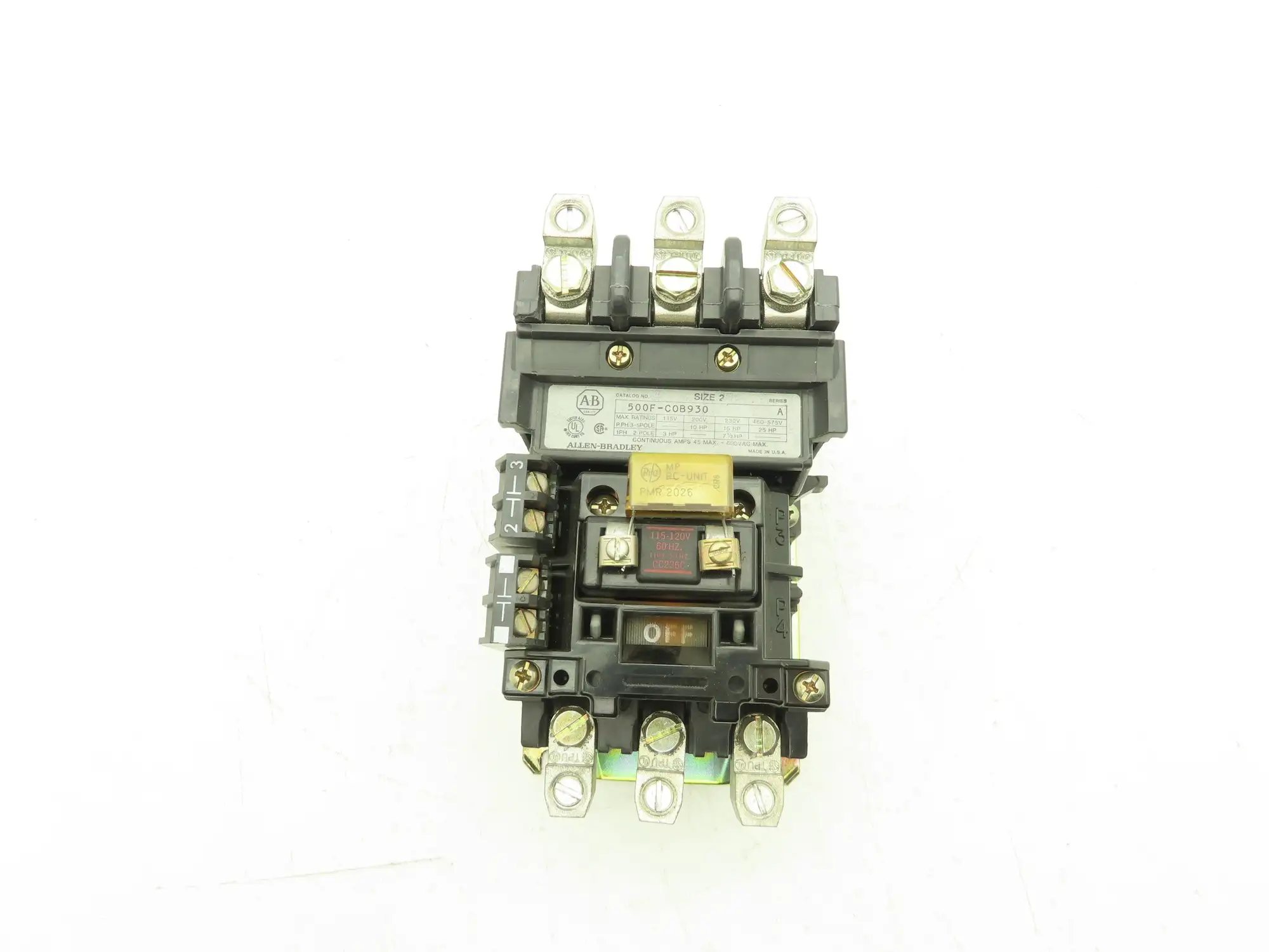 Allen Bradley 500F-COB930 Motor Starter Contactor 25HP 600VAC 3Ph 120VAC Coil