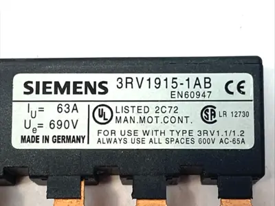 New | in-Stock Siemens Busbar 3-Phase Modular Spacing 45mm for 2 Switches LOT OF 2 Circuit Breaker Parts Michigan US | Maverick Industrial Sales #1401838