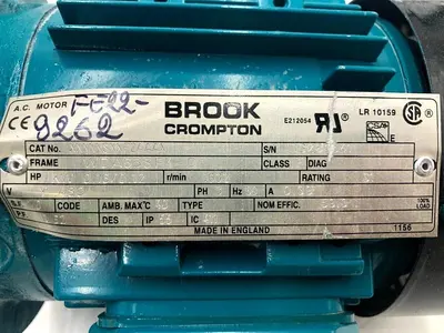BROOK CROMPTON XXXXXSXXF2AAAX AC MOTOR 3PH 1632RPM 480V STOCK S-91