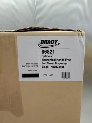 USED Brady 86821 OptiServ Mechanical Hands Free Roll Tow Dispenser, Black