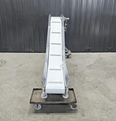 Used Belt Conveyor, 12’’ Wide X 124’’ Long, Cleated Belt