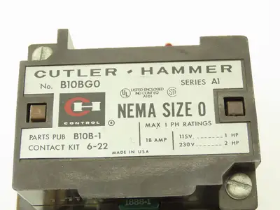 Cutler Hammer B10BG0 2 Pole Nema Size 0 Motor Starter 18A 1PH 115/230V 2Hp