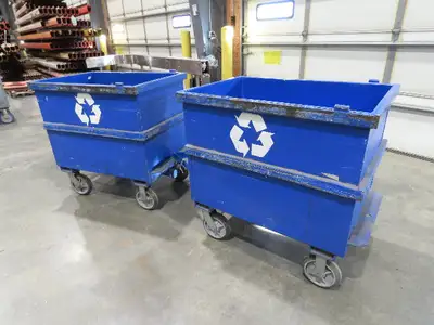 Portable Steel Hopper 1/2 Yard Tote Non-Tilt Towable Cart 36x24x27" Blue