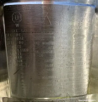 Used Heavy-Duty 103L Capacity Stainless Steel Jacketed Tank