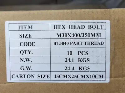 Hex Head Bolt Class 8.8 Partial Thread M30 x 400/350 mm (Box of 10)