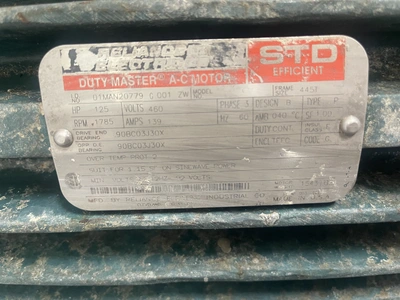 Reliance Electric 01MAN20779C001ZW Motor 1785RPM 460V 125HP 3Ph