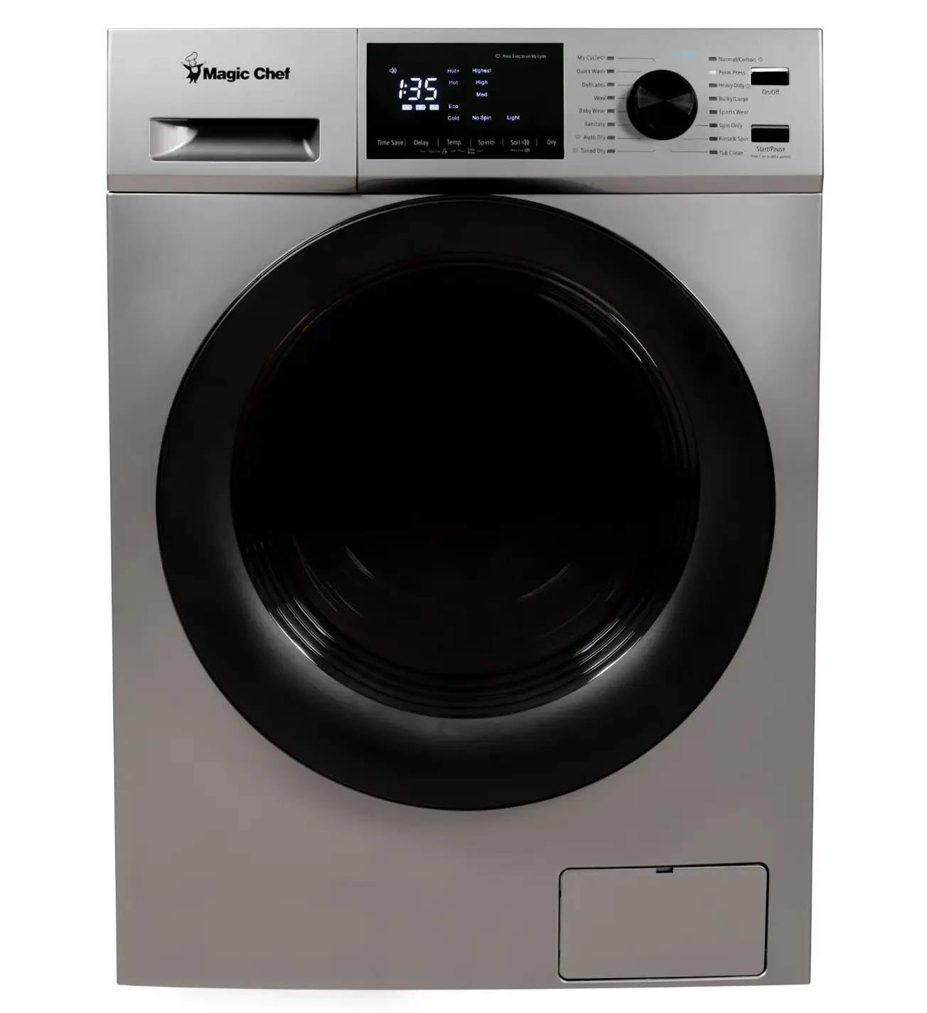 Magic Chef 2.7 CU. FT. ALL-IN-ONE WASHER AND DRYER COMBO IN SILVER