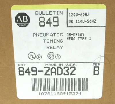 NEW ALLEN BRADLEY 849-ZAD32 PNEUMATIC TIMING RELAY 849ZAD32