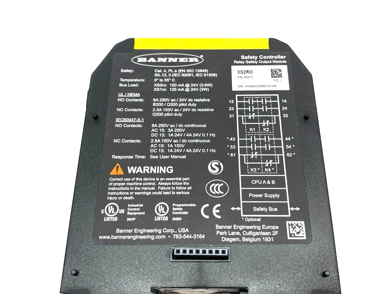 USED BANNER ENGINEERING EXPANDABLE SAFETY CONTROLLER, DUAL RELAY OUTPUT MODULE