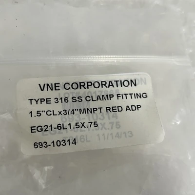 NEW VNE Stainless EG21-6L1.5x.75