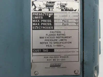 Foxboro 2802-SABB-TSG-G Magnetic Flow Meter 2" Flow Tube 250psi 2800 Series