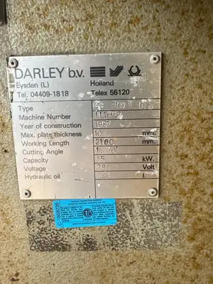 Used 1987 DARLEY GS 3100 X 10 Power Squaring Shears (Inch) British Columbia CA | Lenmark #838706