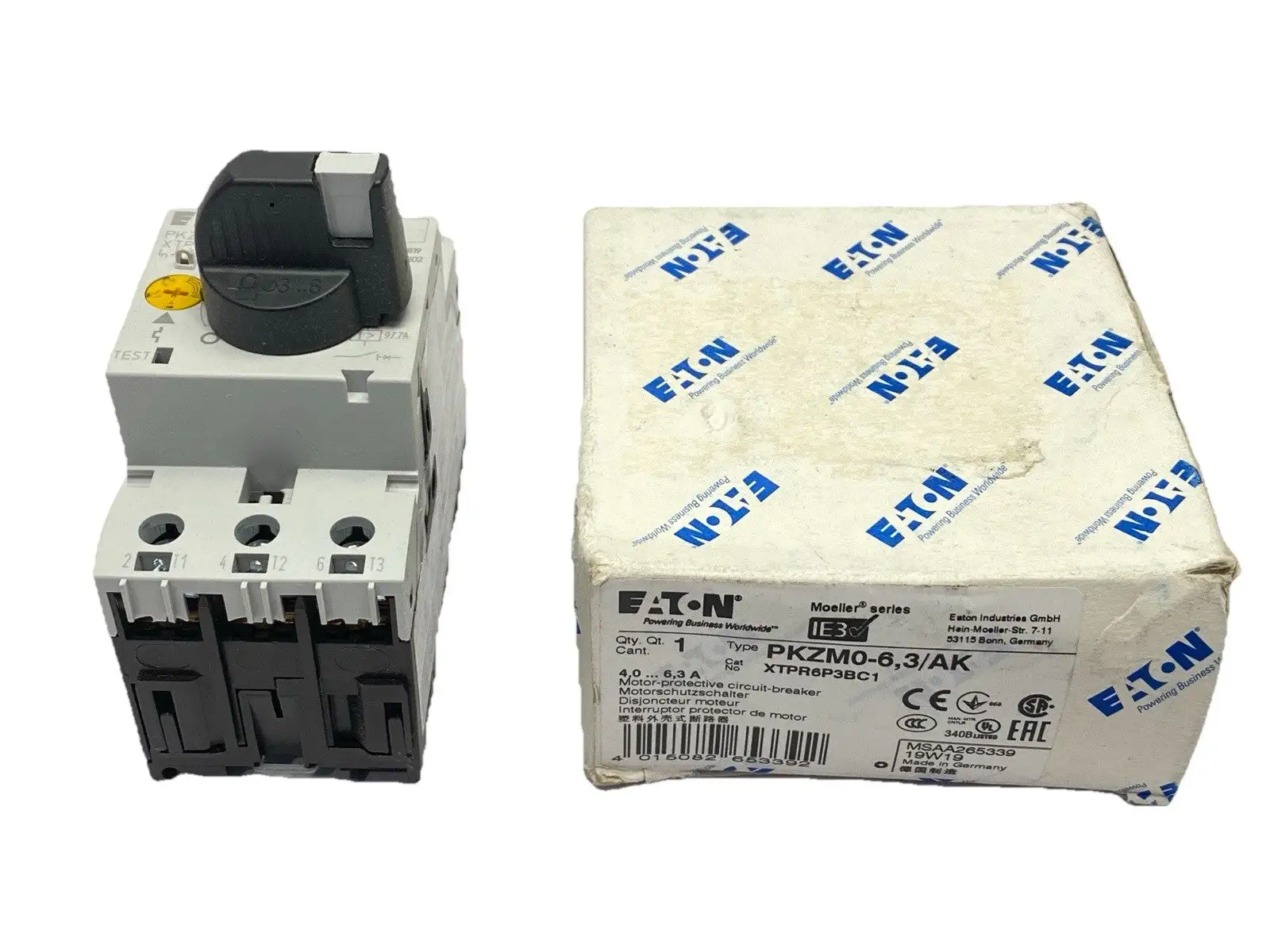 USED EATON MOTOR-PROTECTIVE CIRCUIT BREAKER 3-P 4-6.3A XTPR6P3BC1 265339