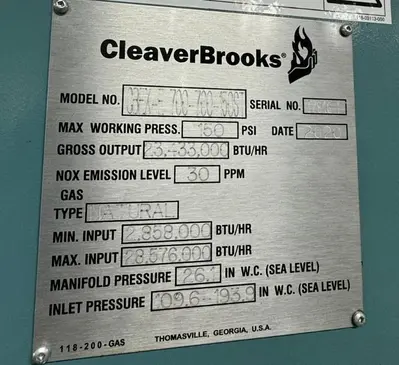 USED 2020 CLEAVER BROOKS CBEX-E700-700-150ST