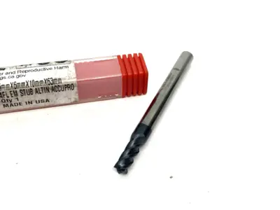 USED ACCUPRO SQUARE END MILL: 5.00 MM DIA, 10.00 MM LOC, 4 FLUTE, SOLID CARBI