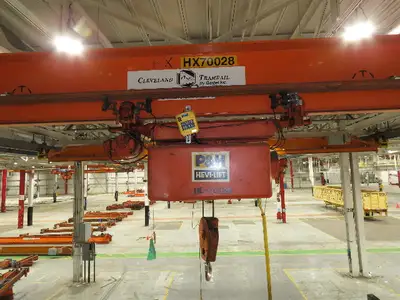 Cleveland Tramrail P&H 3 Ton Single Girder Underhung Bridge Crane 45' 10" Span