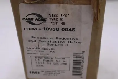 CASH ACME 10930-0045 Series 3 Type E 1/2” Set 45 300PSI Max Press Reducing G378A