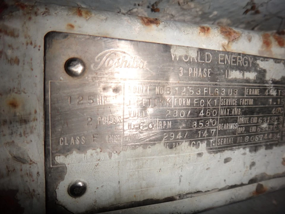 Toshiba 125 hp, 3530 rpm, electric motor