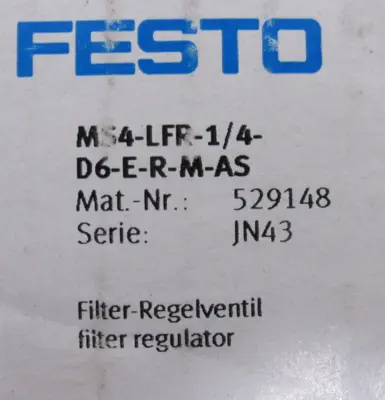 NEW FESTO 529148 REGULATOR MS4-LFR-1/4-D6-E-R-M-AS