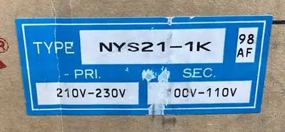 Aihara NYS21-1K 1KVA 50/60Hz Transformer Pri. 210-230V Sec. 100-110V 4E