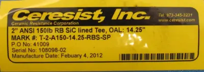 NEW CERESIST T-2-A150-14.25-RBS-SP CERAMIC VALVE 2" 14.25" T2A1501425RBSSP