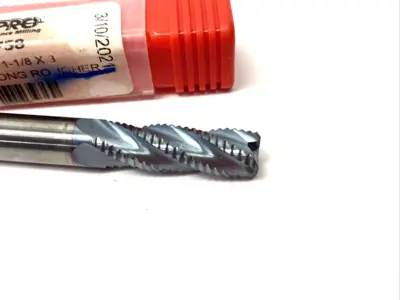 USED ACCUPRO ROUGHING END MILL: 3/8" DIA, 4 FLUTE, FINE PITCH, SINGLE END