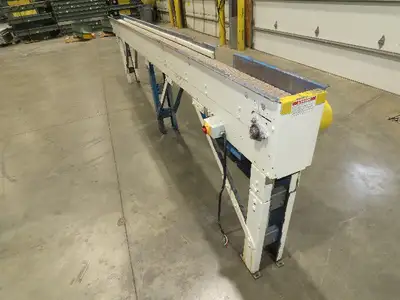 New London Engineering 7.5"x16' Plastic Roller Belt Accumulating Conveyor 30 FPM