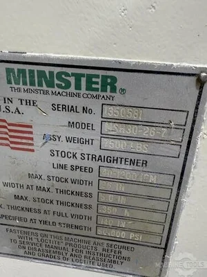 USED 2000 MINSTER MR15-26S / MSH30-26-7 / MEF5-26S