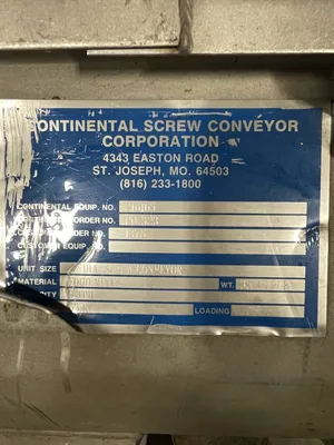 Continental 10” Stainless Steel Auger / Screw Conveyor 216165 230/460 3PH