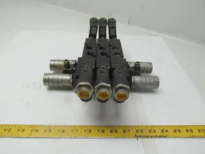Parker B562ACD53C 3 B5 Series Pneumatic Valves on base w/ FB7 Silencers
