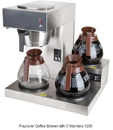Pourover Coffee Brewer with 3 Warmers 120V