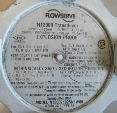 REMANUFACTURED FLOWSERVE SIZE 25 ACTUATOR VALVE NT3002102SN1W00 NT3000