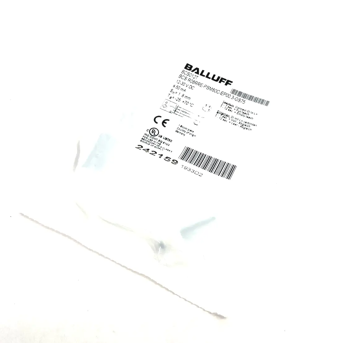 BCS012T | Balluff  Capacitive Sensor, Teachable SD, BCS R08RRE-PSM80C-EP00,3-GS75 - New